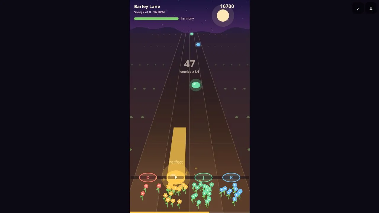 Светещо семе стига кръг, над него се появява Perfect, а отдолу растат цветя