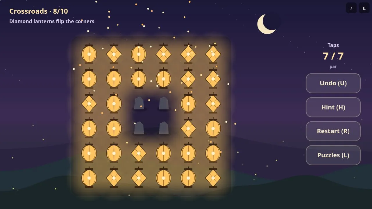Every lantern lit with seven taps against a par of seven