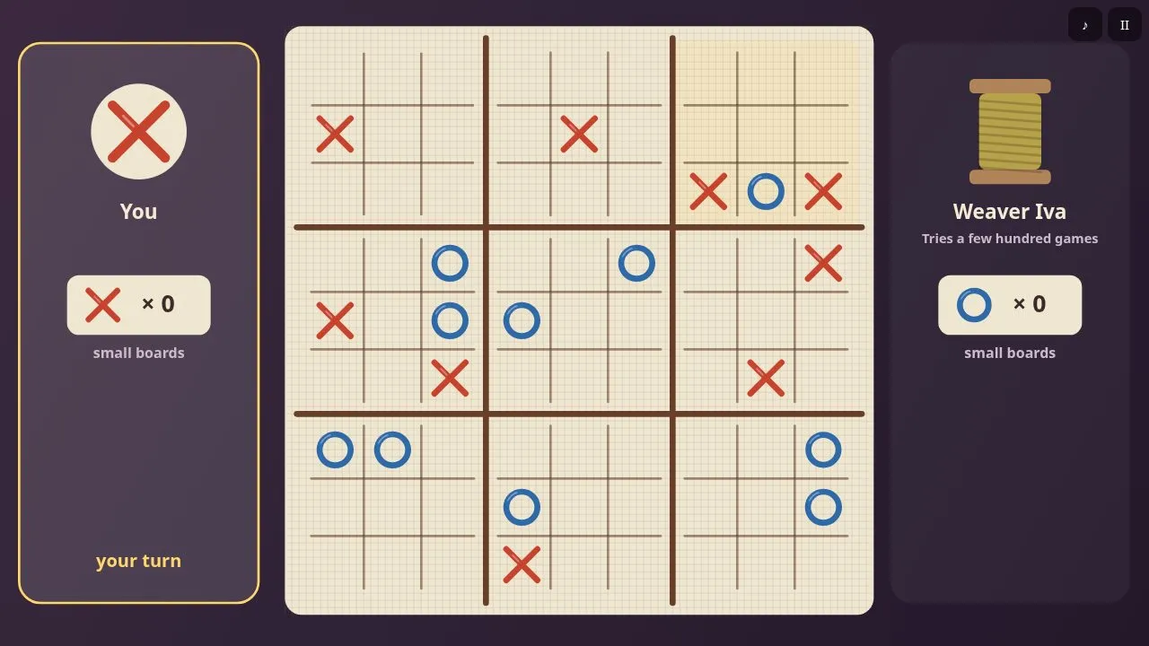 Late in the game with most small boards decided