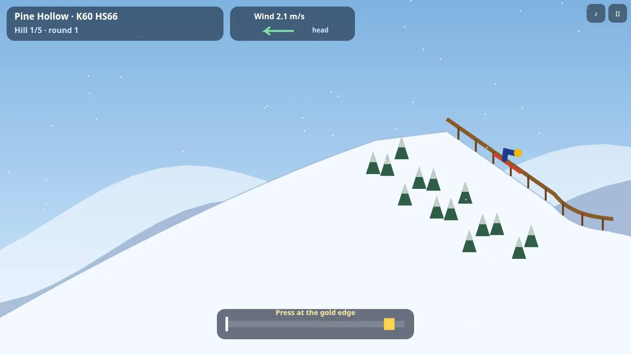 A ski jumper on the inrun with the take-off meter at the bottom