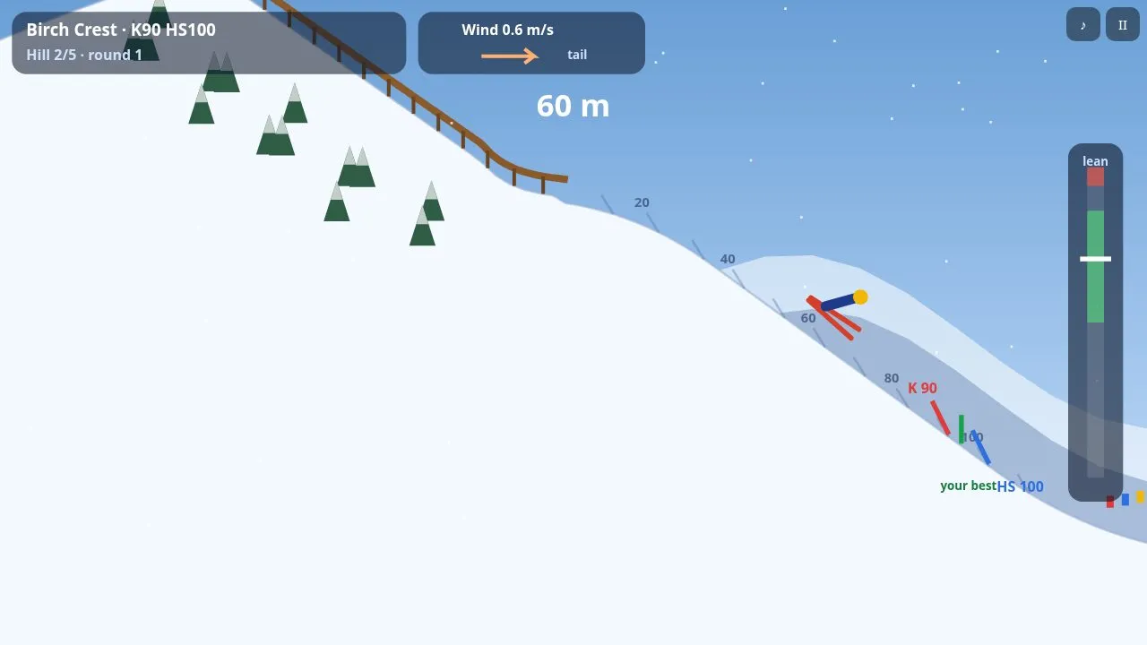 A jumper over the K90 hill with the K and HS lines on the slope