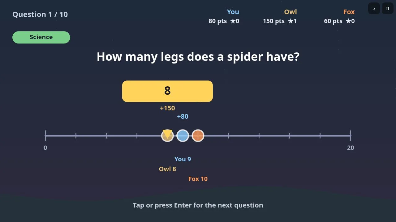A history question with the guess on the number line