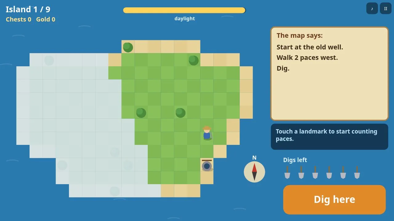 An island under fog with the map clue on the side