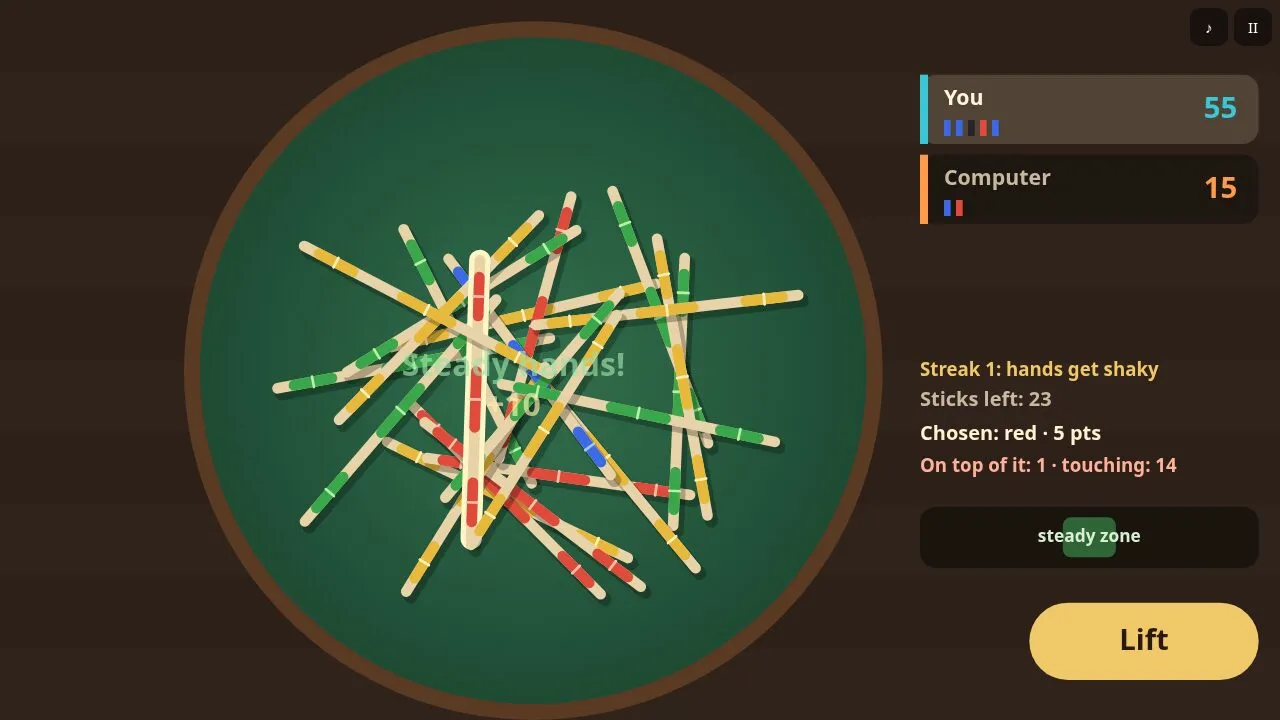 Scores of two players mid-game