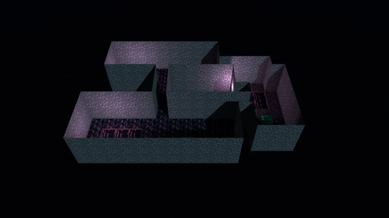 The same layout from above with the Rainlight Lanes textures at night