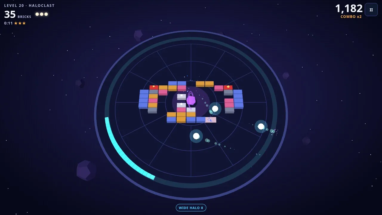 The last Haloclast level with a gravity core in the centre and a combo on the score