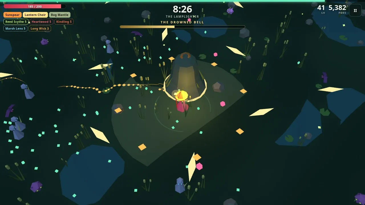 A later Halfglow level with moon blocks over spikes and a gem to collect