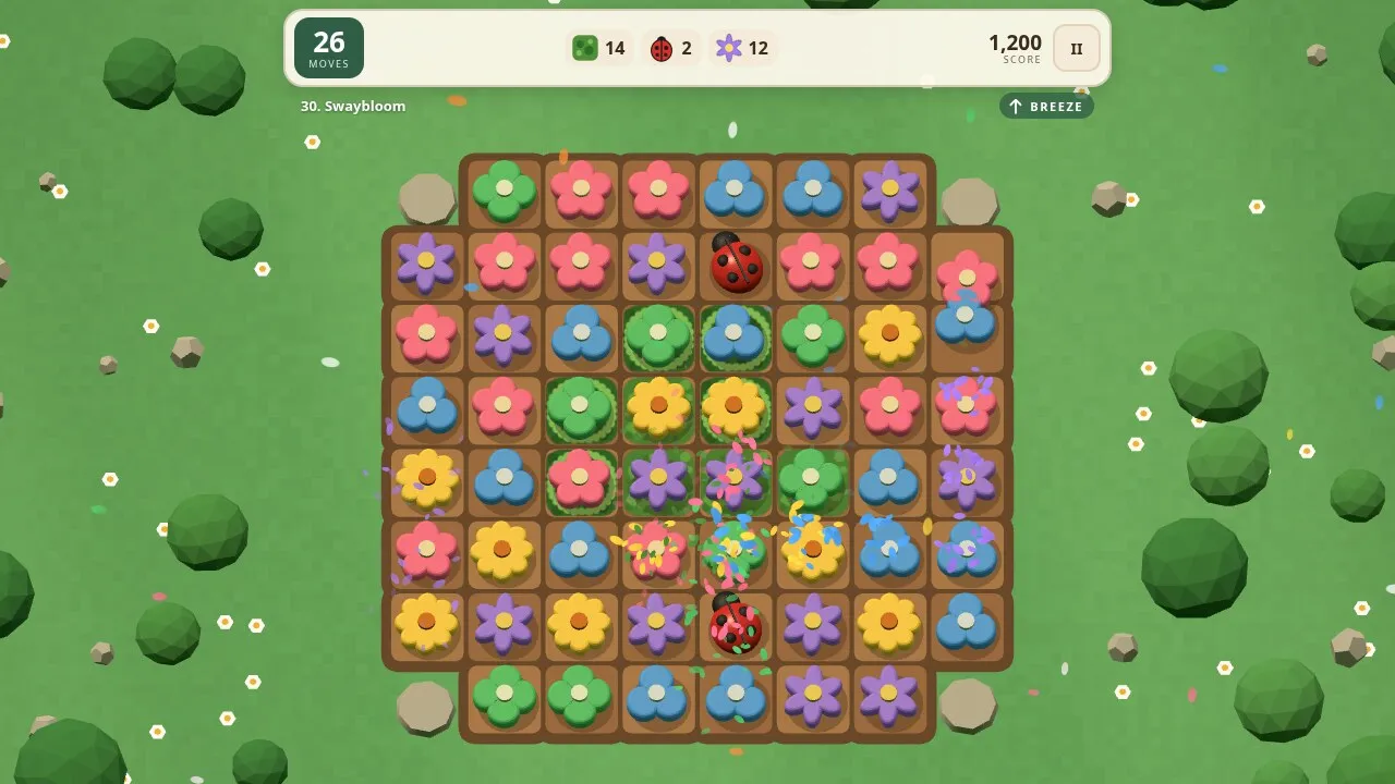 A Swaybloom level with ladybirds to blow to the edge
