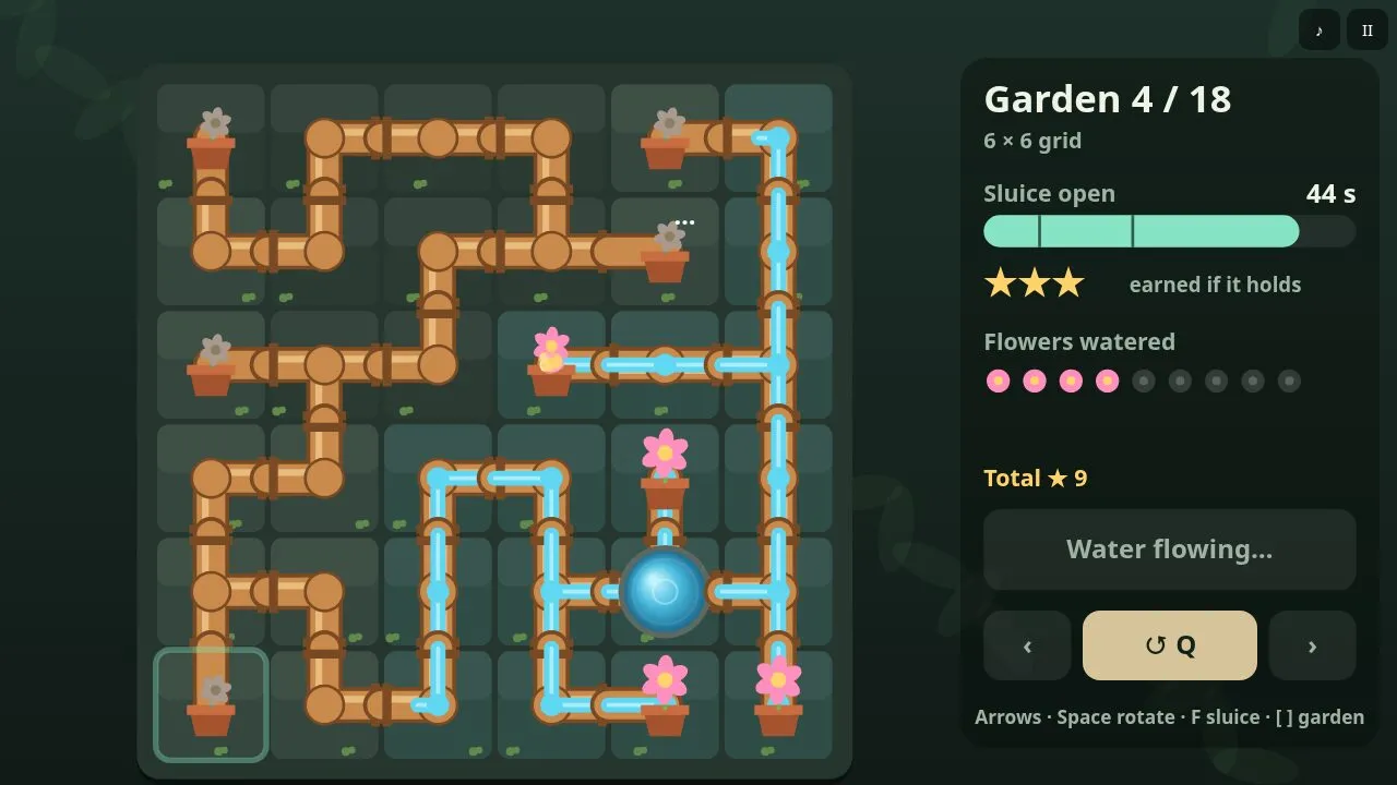 A larger garden with several blooming flowers and the star forecast